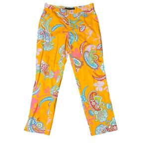 RALPH LAUREN BLACK LABEL Women's Orange Paisley Print Pants Size 4